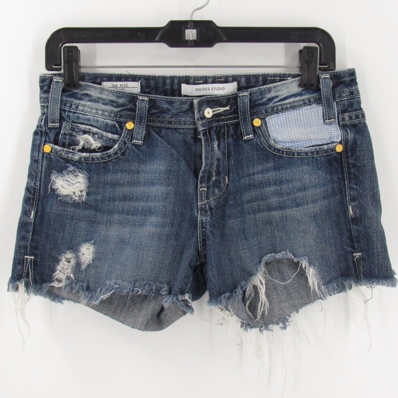 Vigoss Studio The Ritz Distressed Jean Shorts 3/4 27 - Picture 1 of 15